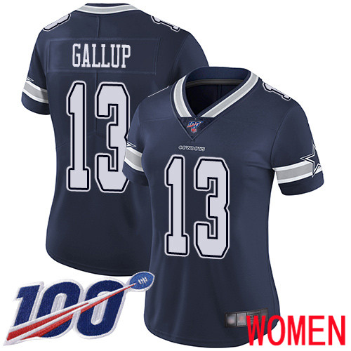 Women Dallas Cowboys Limited Navy Blue Michael Gallup Home #13 100th Season Vapor Untouchable NFL Jersey->women nfl jersey->Women Jersey